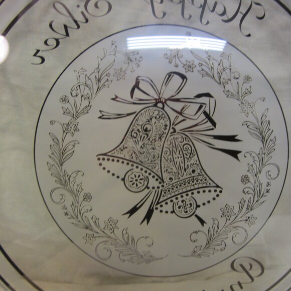 VTG HAPPY SILVER ANNIVERSARY CLEAR GLASS DISPLAY PLATE - Picture 6 of 6